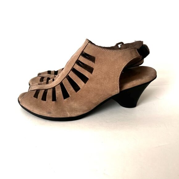 ARCHE EXOR women sandals taupe Nubuck Cage Heel Slingback - Picture 6 of 8